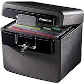 SentrySafe Black Fireproof and Waterproof Safe, File Folder and Document Box with Key Lock, Ex. 14.3 x 15.5 x 13.5 inches, HD