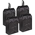 MISSLO Portable Nylon Travel Shoe Bags with Zipper Closure (Pack 4, Black)