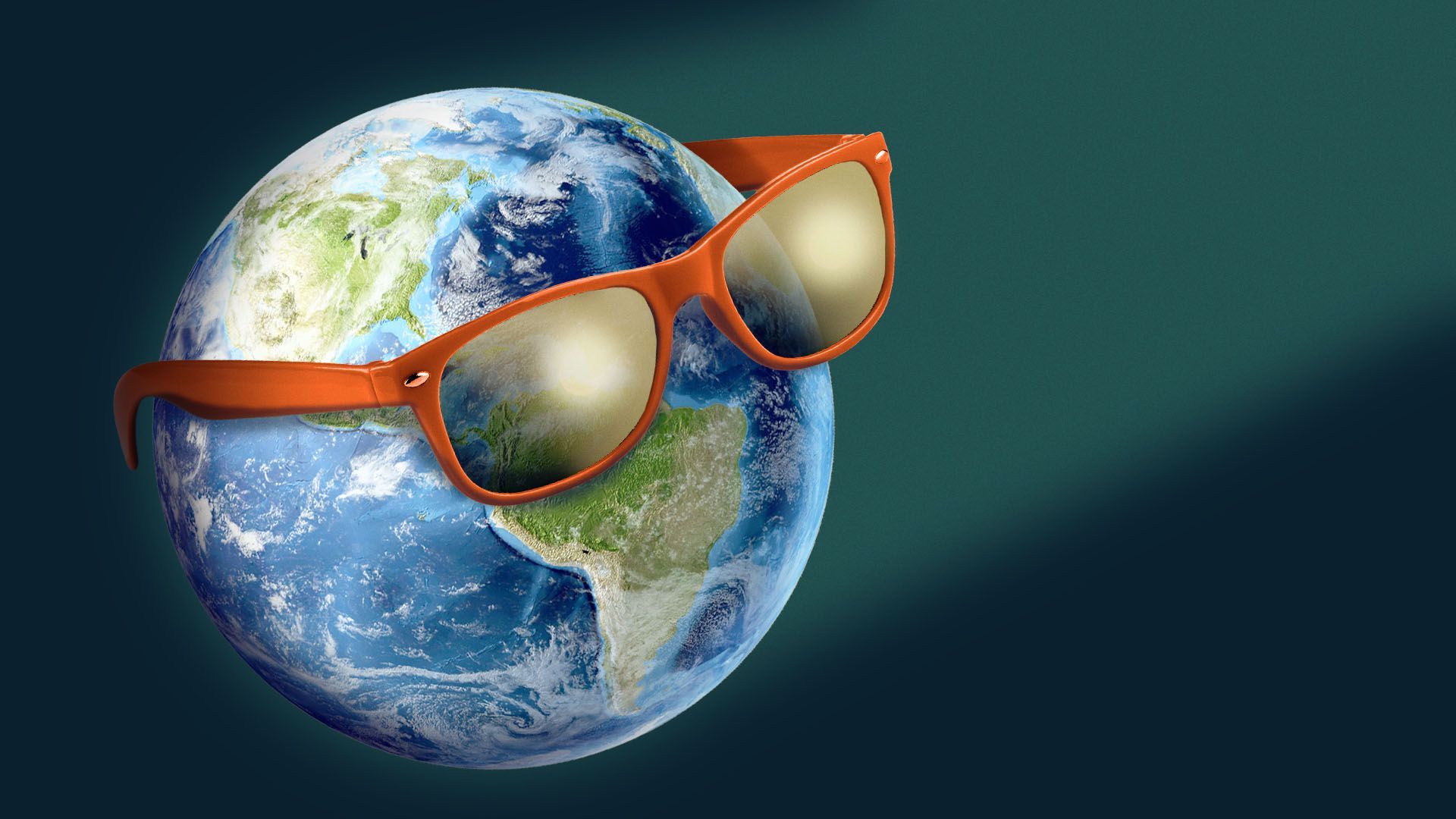 Illustration of the planet earth wearing a pair of sunglasses