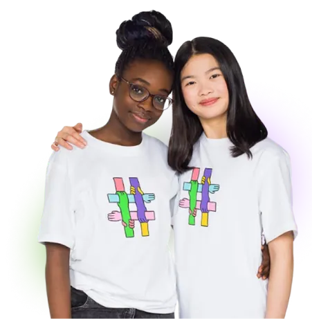 Two youth wearing #EndBullying campaign t-shirts