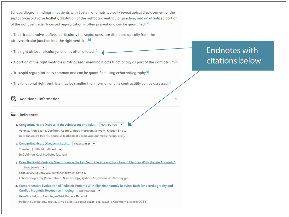 Ebstein anomaly endnotes with citation