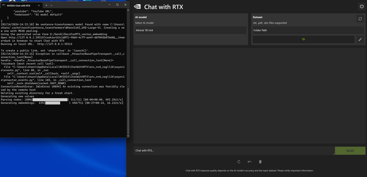 Chat with RTX interface