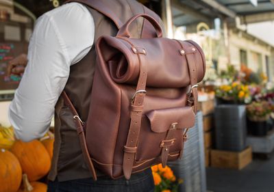 leather laptop backpack