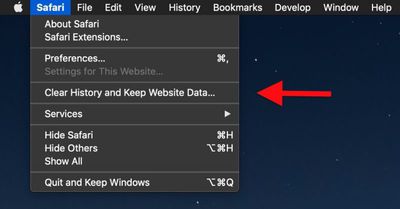 safari keep website data
