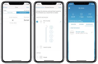 lutron caseta schedules