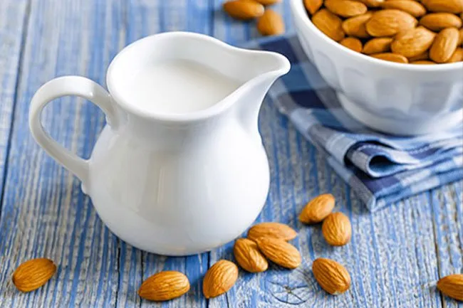 Made from ground almonds and filtered water, one cup of almond milk can have fewer than 30 calories while packing 450 milligrams of calcium.