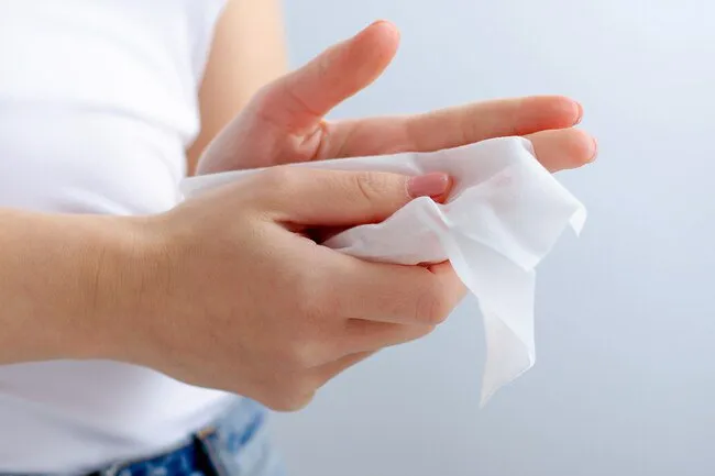 Don't clean your hands with antibacterial wipes, they can cause an allergic reaction.