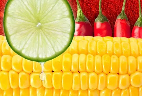 Photo of corn, lime, and chili.