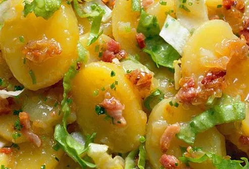 Photo of potato salad with bacon.