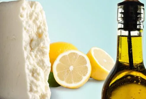 Photo of olive oil and feta.