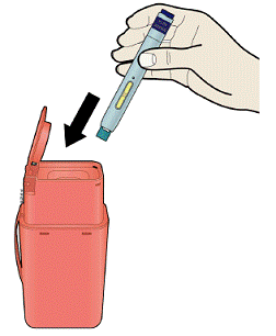 After you remove the autoinjector from your skin, the
needle will be automatically covered - Illustration