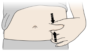 Pinch your injection site to create a firm surface - Illustration