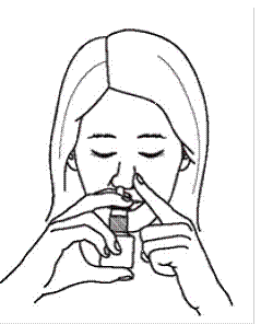 Close your other nostril with a finger - Illustration