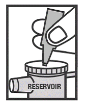 Squeeze all of the medicine from the unit dose vial
into the nebulizer medicine cup - Illustration