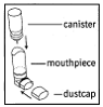 COMBIVENT Inhalation Aerosol canister and mouthpiece - Illustration