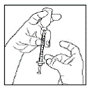 If there are air bubbles, tap the syringe gently a few times
to let any air bubbles rise to the top.- Illustration