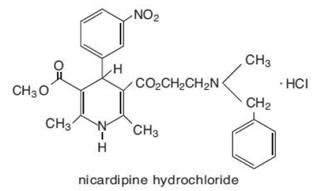 CARDENE SR® (nicardipine hydrochloride) Structural Formula Illustration