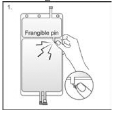 Hold the small compartment with both hands and squeeze it until an opening is created in the peel seal. - Illustration