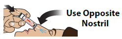 If additional REXTOVY™ Nasal Sprays are available, Steps
2 to 4 may be repeated every 2 to 3 minutes, alternating nostrils, until the
person responds or emergency help is received - Illustration