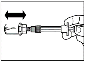 Screw the safety injection needle onto the syringe - Illustration