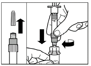 Turn the syringe and vial upside down - Illustration