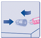 Carefully remove the needle from the pen after each use and throw it away - Illustration