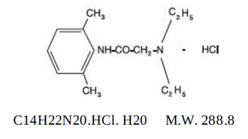 Lidocaine HCl Structural Formula - Illustration