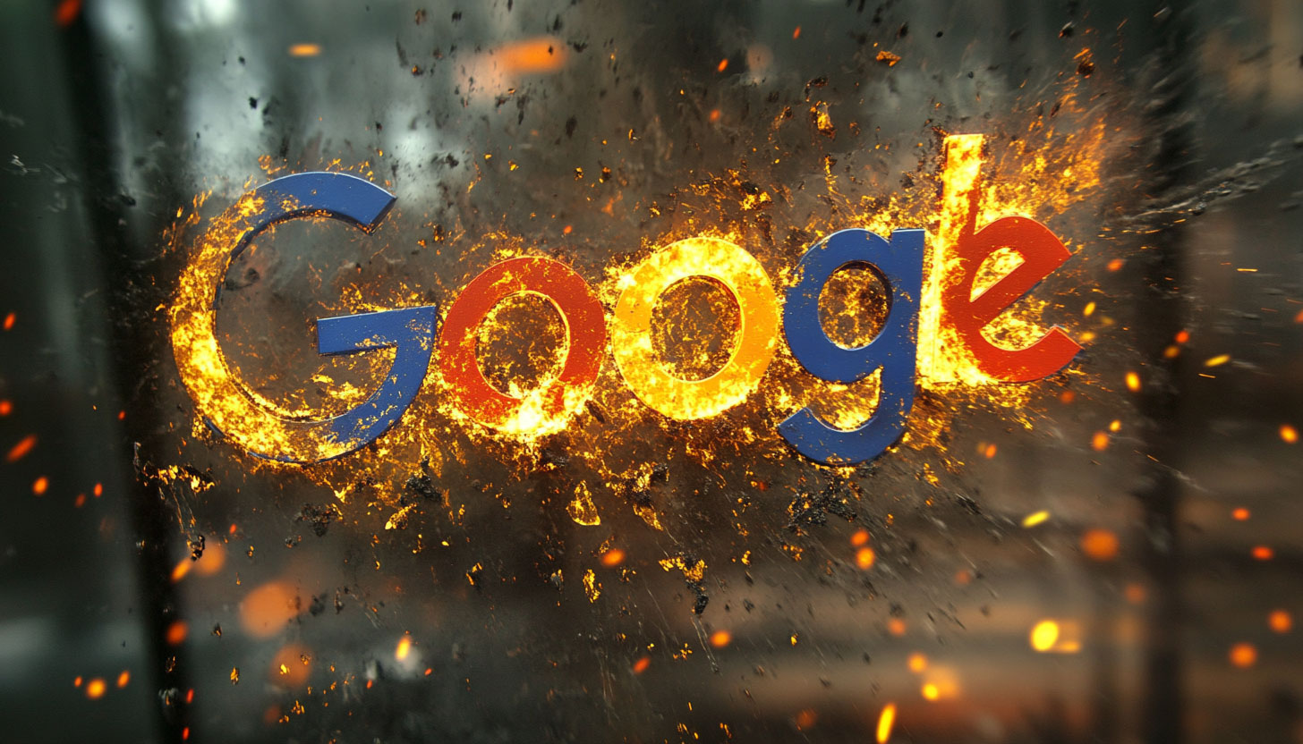 Google Logo Fire Explode