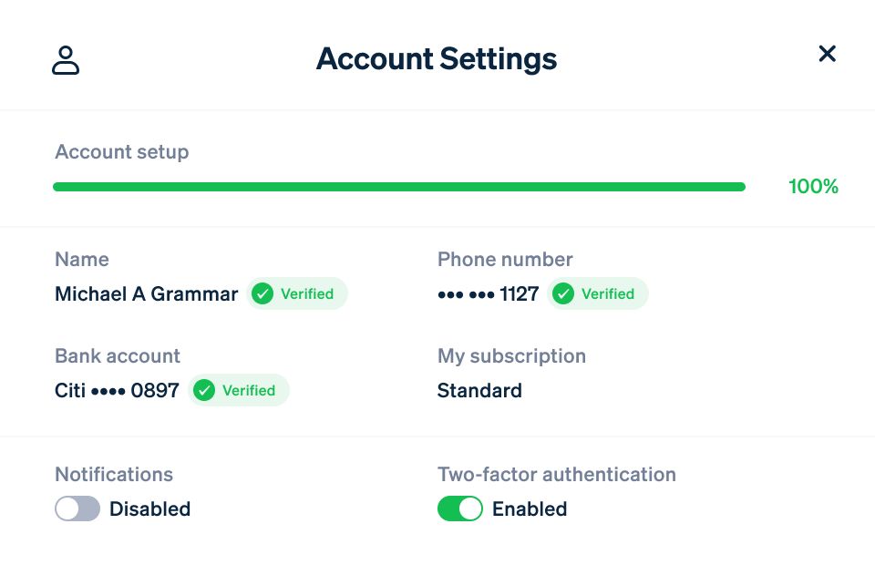 Financial connections account settings.latin-engb