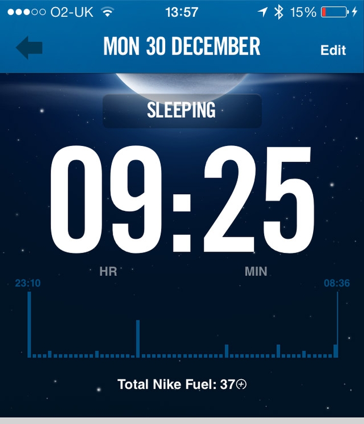 Nike Fuelband SE sleeping session