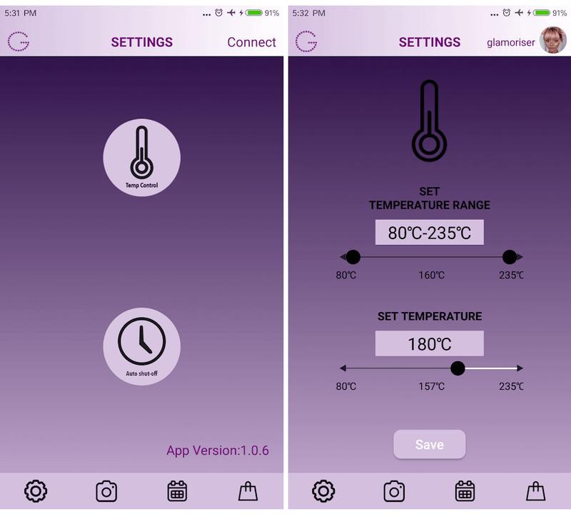 Glamoriser temperature controls