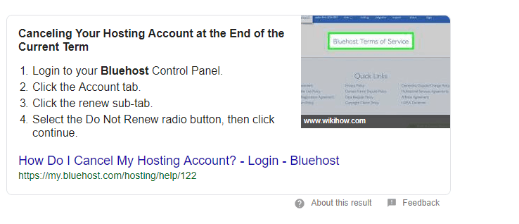 cancel bluehost