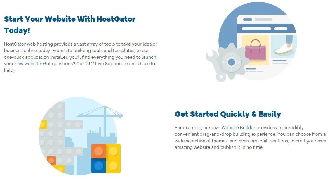 HostGator's site builder and templates