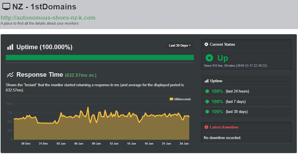 1st Domains - UptimeRobot Test Result