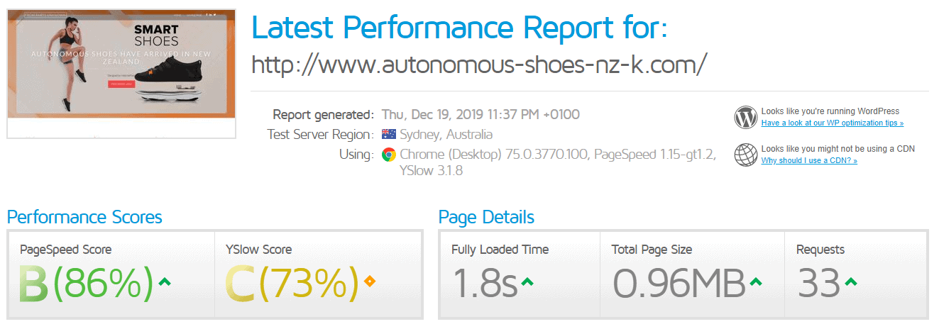 1st Domains - GTMetrix Test Result