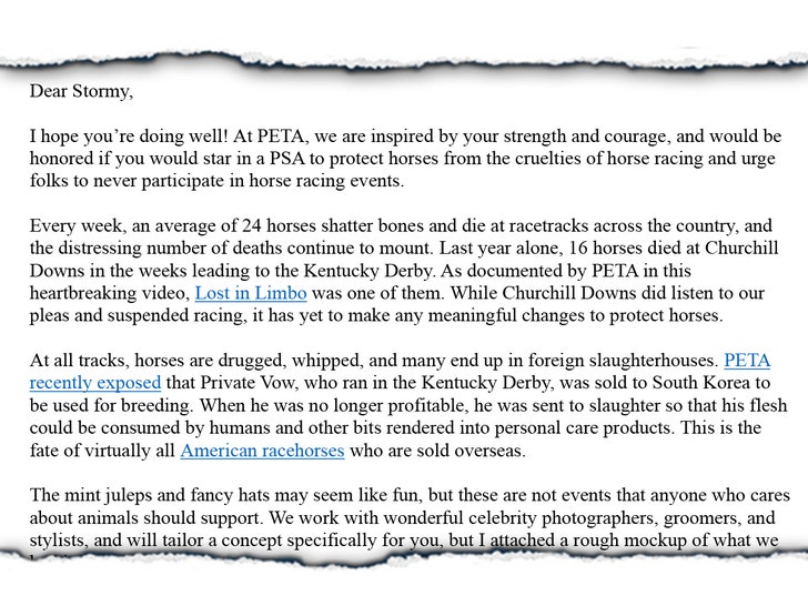 dear stormy peta letter 1