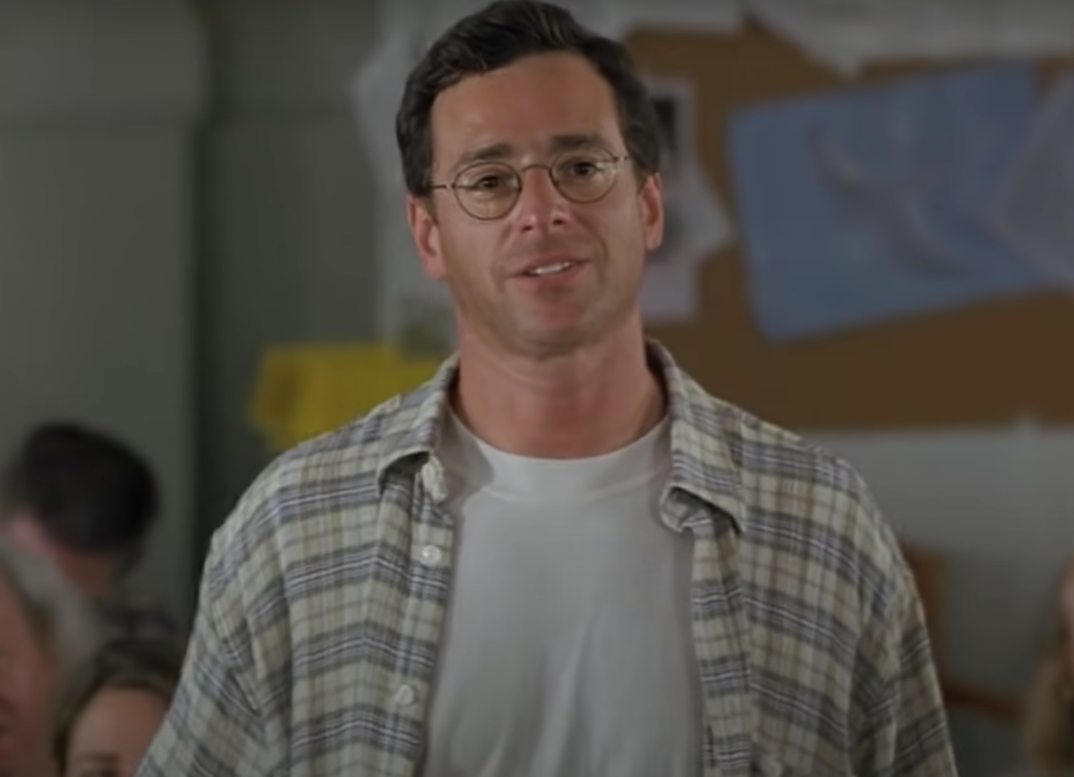 1998: Bob Saget shocks audiences as a cocaine addict at a narcotics anonymous meeting opposite Dave Chappelle on the marijuana movie 'Half Baked.'