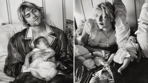 Kurt Cobain And Courtney Love In Bed With Their Baby