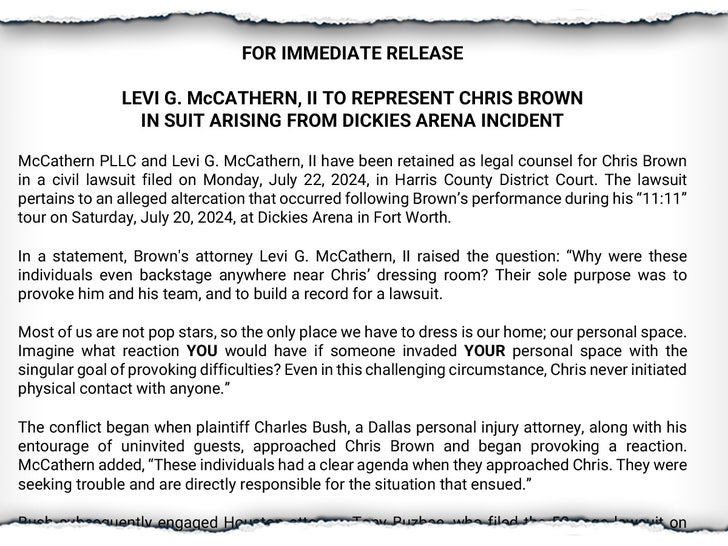 Chris Brown Legal Rep Press Release Doc Launch