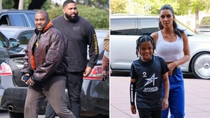 Kim and Kanye seen arriving at Saint's basketball game