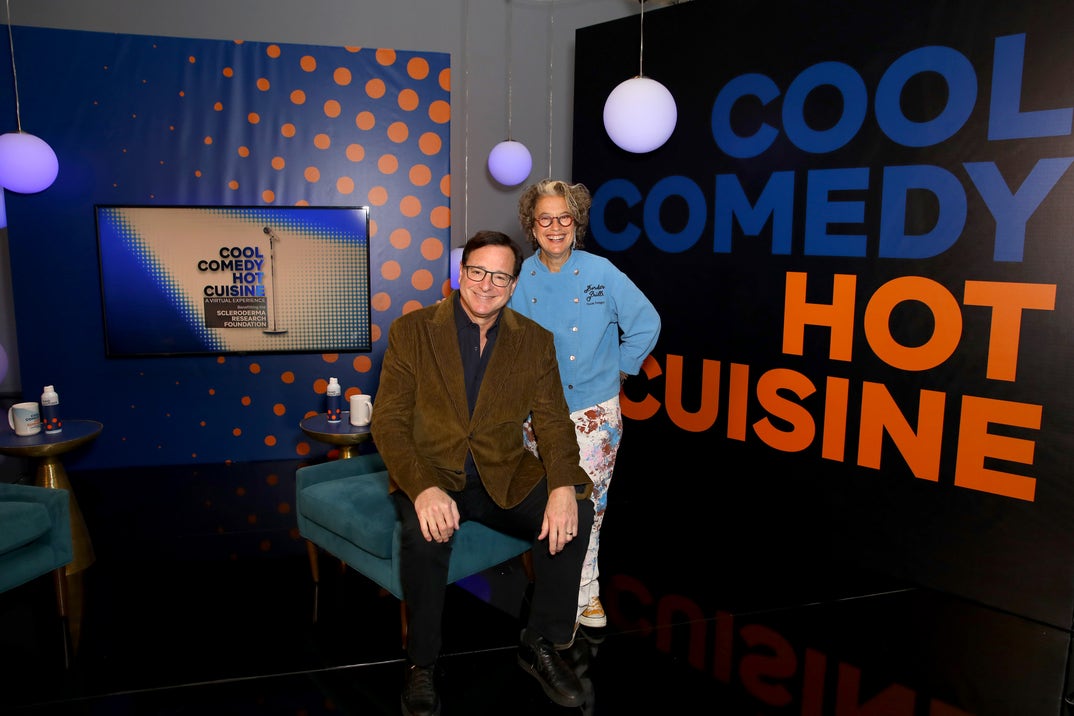 2021: Bob Saget and Susan Feniger pose for a photo during the Cool Comedy-Hot Cuisine Virtual Event.