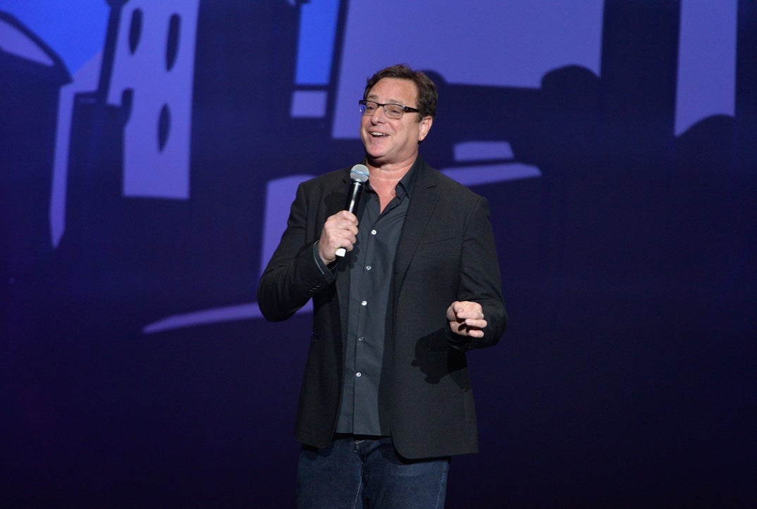 2016: Bob Saget continues comedy and performs at Kevin And Bean's April Foolishness comedy show at The Shrine Auditorium.