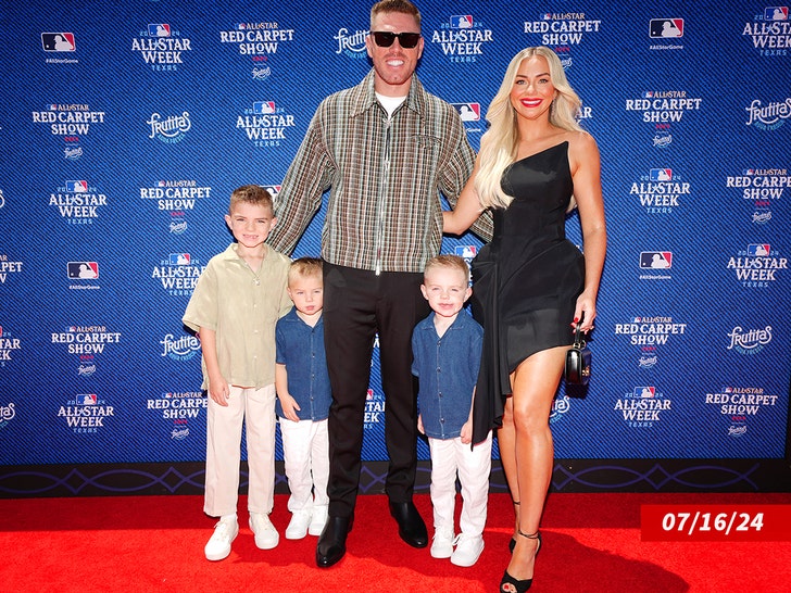 0725 Freddie Freeman of the Los Angeles Dodgers poses during the 2024 All-Star Red Carpet Show getty