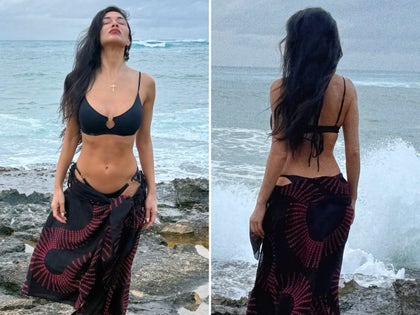 Nicole Scherzinger In A Black Bikini And A Sarong