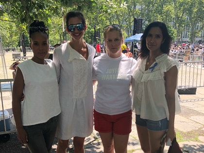 Alysia Reiner, Amy Schumer, Kerry Washington, and Padma Lakshmi attend Families Belong Together March in NYC.