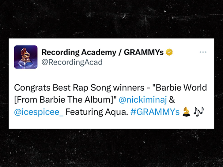 grammy barbie wrong song tweet.