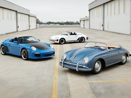 2011 Porsche 997 Speedster, 1989 Porsche 911 Speedster and 1957 Porsche 356 A Speedster