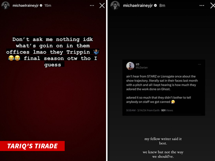 Michael Rainey Jr. Tariq's Tirade instagram story