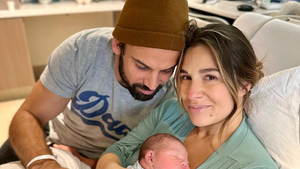 Jessie James Decker and Eric Decker with baby