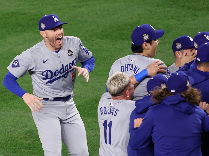 Dodgers Rush The Field After Winning The World Series